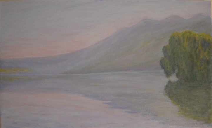 Painting titled "La Seine à Port Vil…" by Nicolas Paris, Original Artwork, Oil