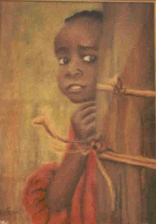 Zeichnungen mit dem Titel "Petite curieuse" von Lou Streel, Original-Kunstwerk, Pastell