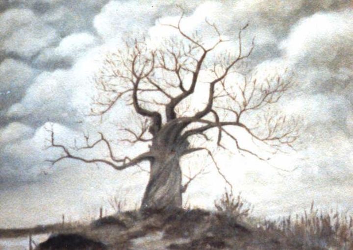 Painting titled "L'arbre en hiver. (…" by Lou Streel, Original Artwork, Oil