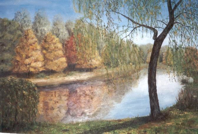 Painting titled "Lac du Wachiboux. (…" by Lou Streel, Original Artwork, Oil Mounted on Wood Panel