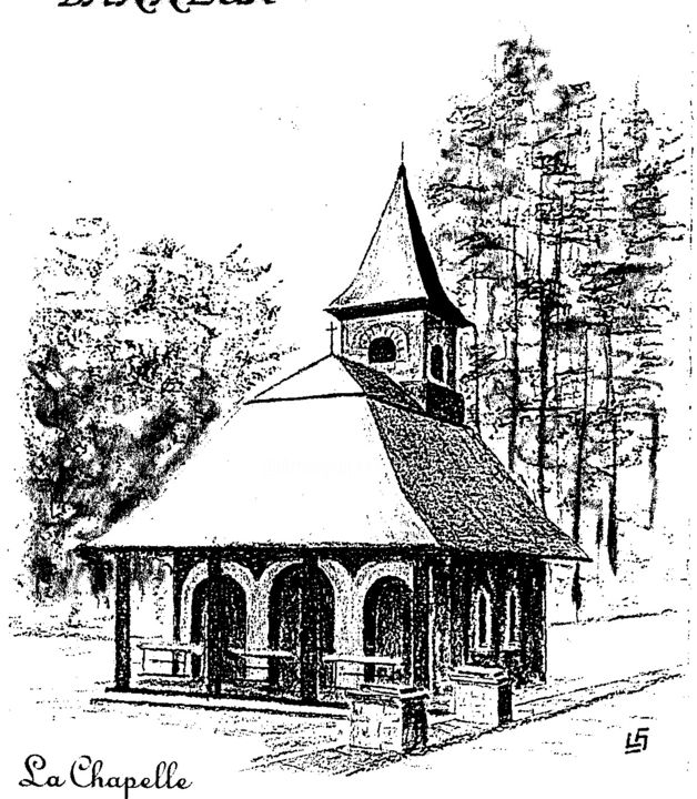 Drawing titled "Chapelle" by Lou Streel, Original Artwork