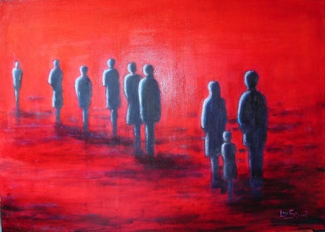 Painting titled "La marche" by Lou Streel, Original Artwork, Oil