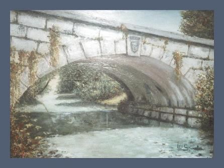 Pintura intitulada "Sous le pont" por Lou Streel, Obras de arte originais, Óleo