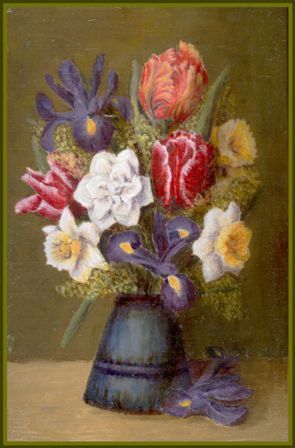 Painting titled "Bouquet printannier" by Lou Streel, Original Artwork, Oil
