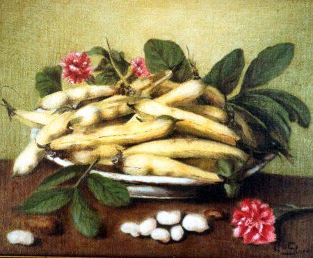 Peinture intitulée "Les haricots" par Lou Streel, Œuvre d'art originale, Huile