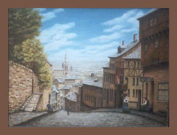 Peinture intitulée "Rue Pierreuse" par Lou Streel, Œuvre d'art originale, Huile