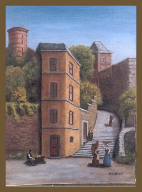 Pintura titulada "Escalier de la Haut…" por Lou Streel, Obra de arte original, Oleo