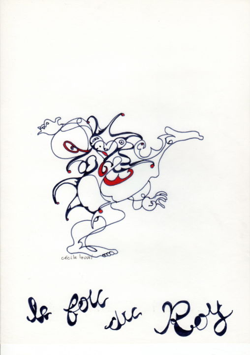 Drawing titled ""Le Fou du Roy"" by Cécile Louvel, Original Artwork