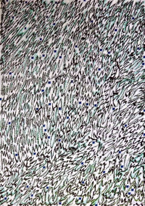 Drawing titled ""papier peint"" by Cécile Louvel, Original Art, Ink