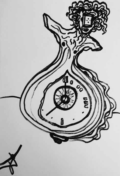 Drawing titled "Montre-personnage" by Lou Ysar, Original Artwork, Marker
