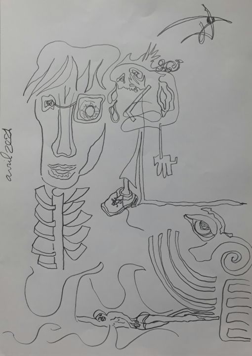 Dessin intitulée "Dessin mine 1" par Lou Ysar, Œuvre d'art originale, Crayon