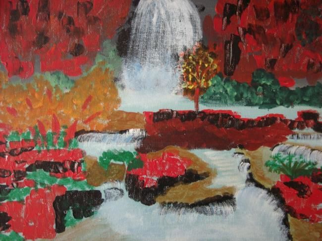 Painting titled "Waterfall" by Yaa Nimako-Boateng, Original Artwork