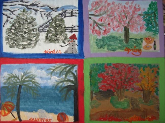 Peinture intitulée "Four seasons" par Yaa Nimako-Boateng, Œuvre d'art originale