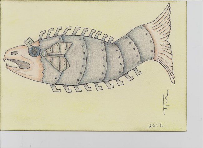 Desenho intitulada "Steampunk Swimmer" por Kip Franks, Obras de arte originais, Outro