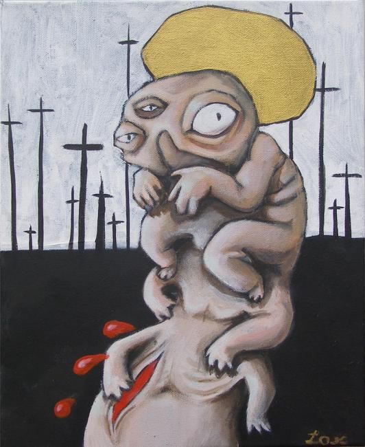 Peinture intitulée ""l'enfant jesus"" par Lox, Œuvre d'art originale