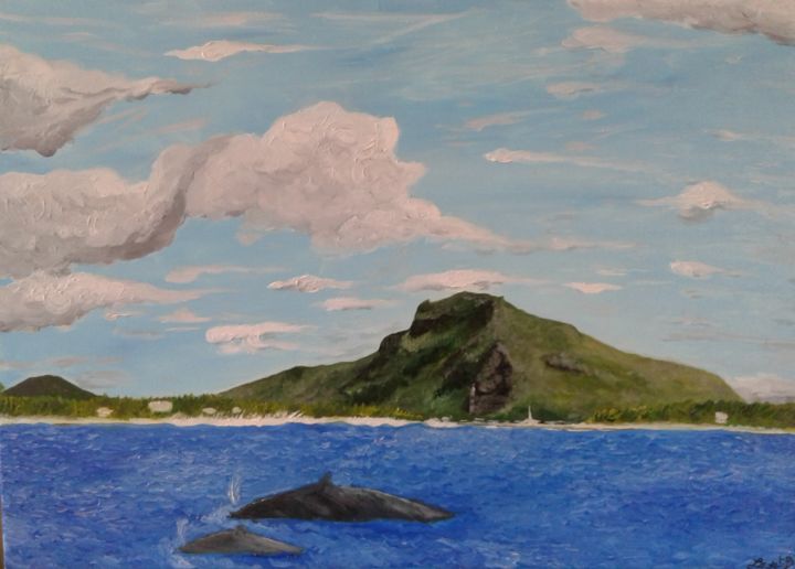 Peinture intitulée "maupiti-by-the-sea-…" par Ralph Benjamin Lo-Yat, Œuvre d'art originale, Huile