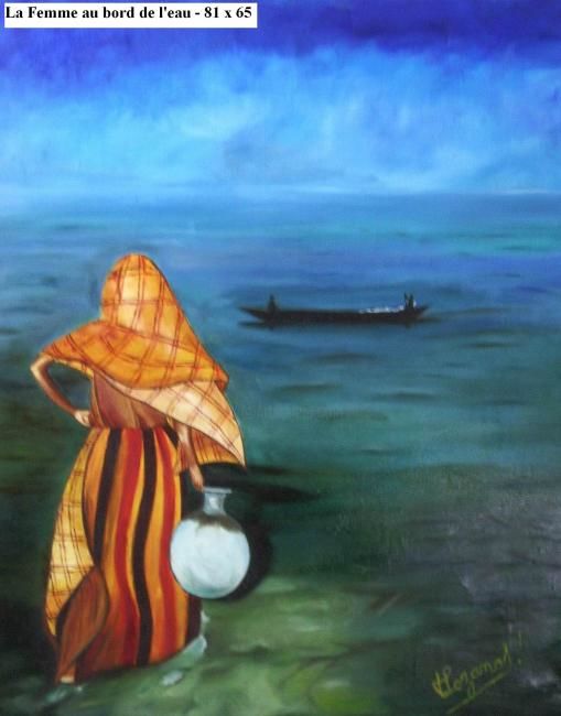 Pintura intitulada "femme au bord de l'…" por Marilyne Lozano, Obras de arte originais
