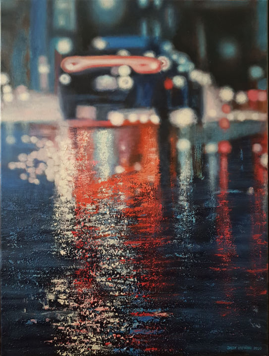 Painting titled "Rainy" by Jacek Łoziński, Original Artwork, Acrylic