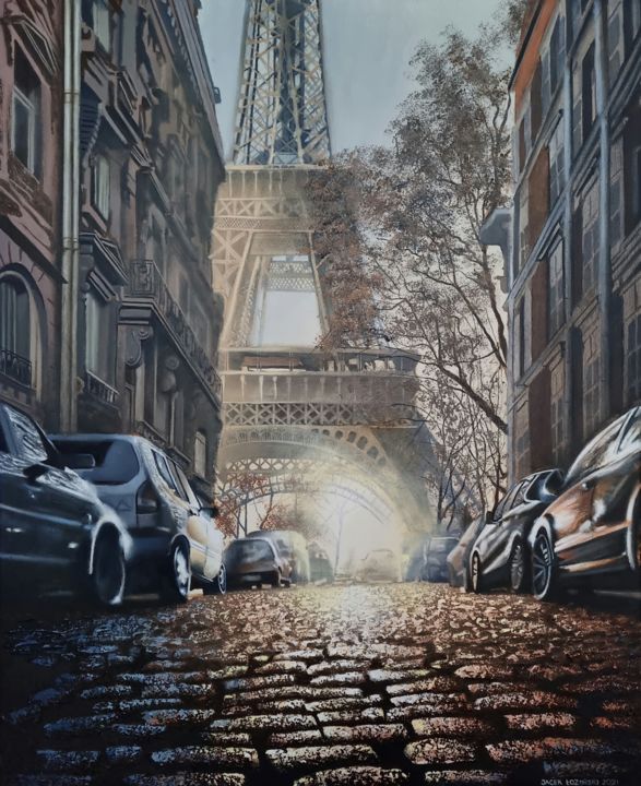 Painting titled "City name beginning…" by Jacek Łoziński, Original Art, Acrylic