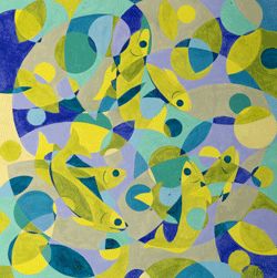 Painting titled "Fishes" by Liesa Rock, Original Artwork
