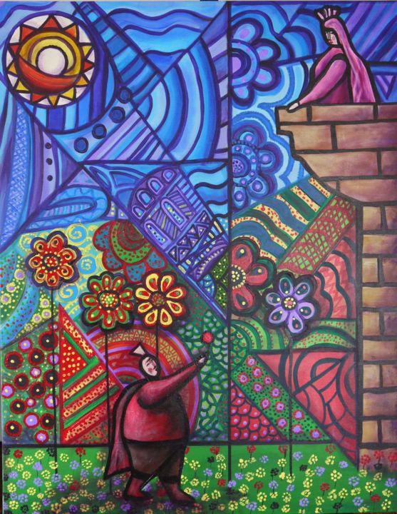 Pintura titulada "El jardín de Julieta" por Luis Soto, Obra de arte original, Acrílico
