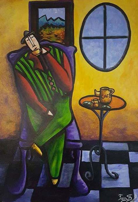 Painting titled "Cafecito de las 3" by Luis Soto, Original Artwork, Acrylic