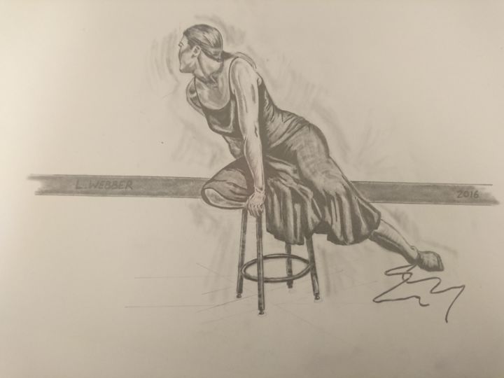 Drawing titled "Perched dancer" by Luke Scott Webber, Original Art, Graphite