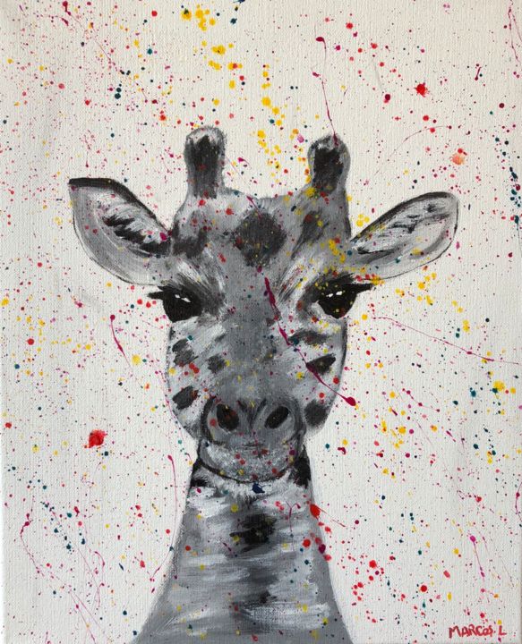 Peinture intitulée "La girafe" par Ludivine Marcos, Œuvre d'art originale, Acrylique