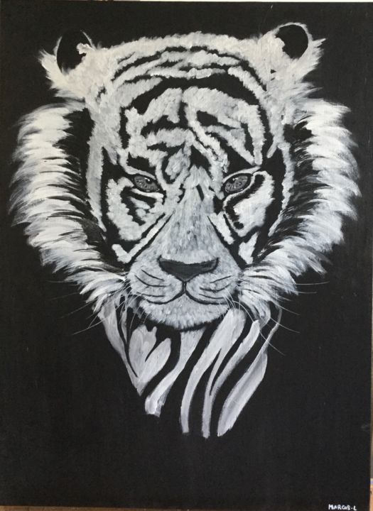 Malerei mit dem Titel "Tiger" von Ludivine Marcos, Original-Kunstwerk, Acryl