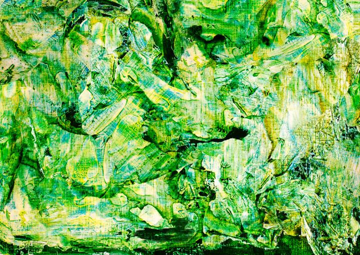 Painting titled "Green" by Lu Meng, Original Artwork, Watercolor