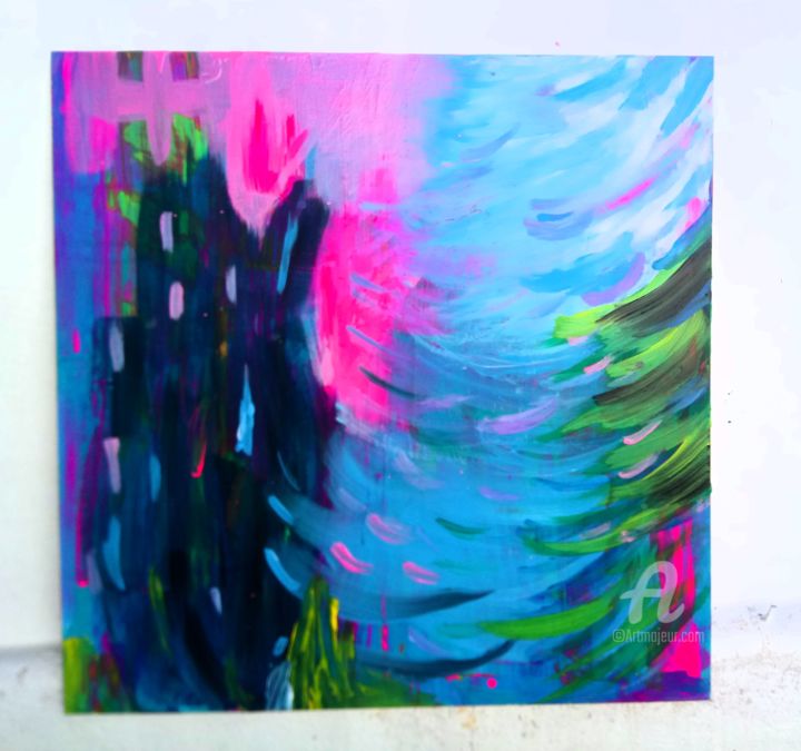 Schilderij getiteld "Floresta encantada" door Lu Sanches, Origineel Kunstwerk, Acryl