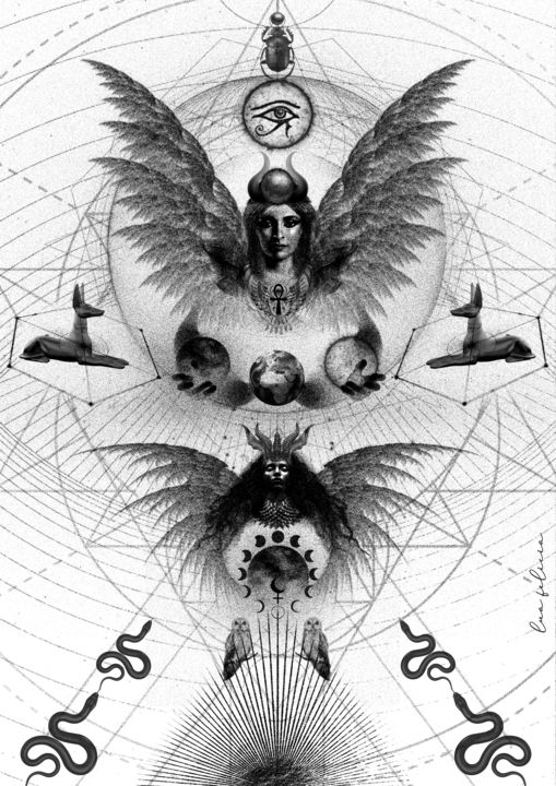 Artes digitais intitulada "Isis e Lilith" por Lua Felicia, Obras de arte originais, Foto Montagem