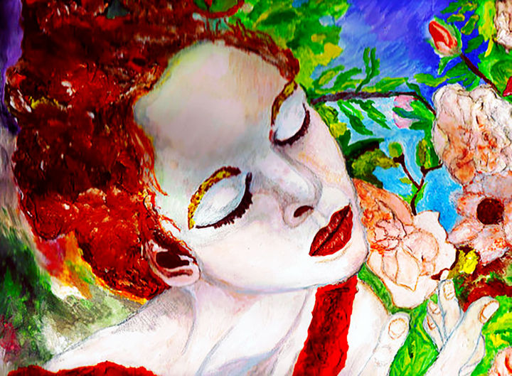Peinture intitulée "Parfum floral" par Luana Béatrice Lazar, Œuvre d'art originale, Gouache