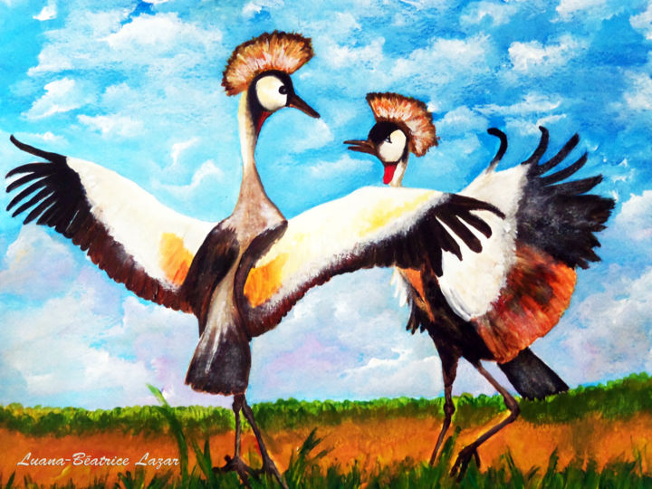 Painting titled "Les rivales" by Luana Béatrice Lazar, Original Art, Gouache