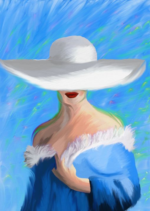 Arts numériques intitulée "Lady in blue" par Luana Béatrice Lazar, Œuvre d'art originale, Peinture numérique