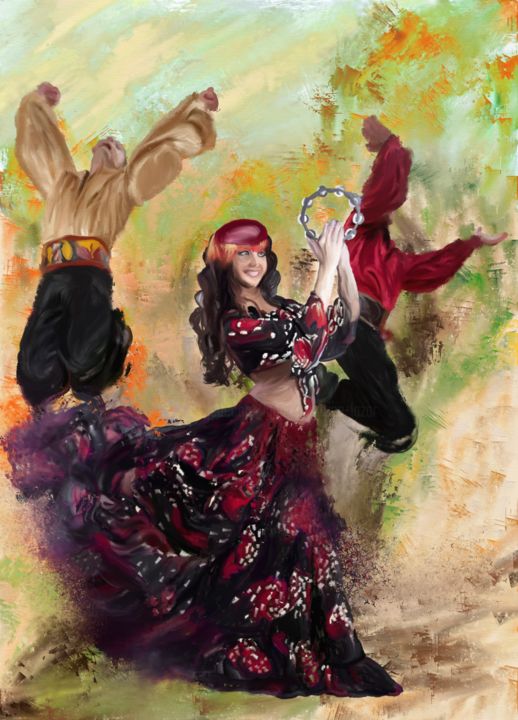 Digital Arts titled "Danse Gitane" by Luana Béatrice Lazar, Original Artwork, Digital Painting