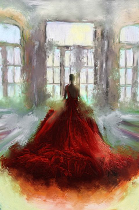 Digital Arts titled "Lady in red" by Luana Béatrice Lazar, Original Artwork, Digital Painting