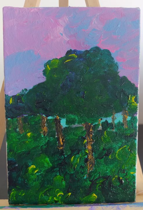 Pintura intitulada "Pintura sobre paisa…" por Luana Veneziano De Souza, Obras de arte originais, Acrílico
