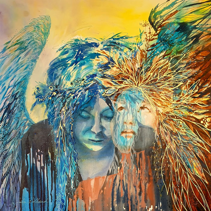 Malerei mit dem Titel "Sirin" von Luba Holland, Original-Kunstwerk, Acryl