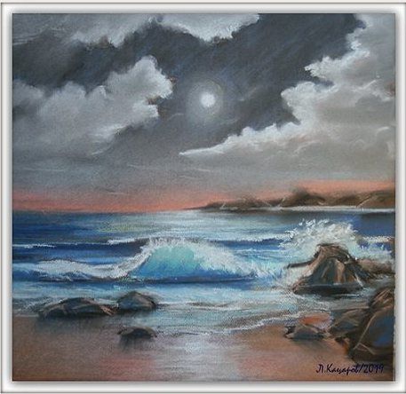 Malerei mit dem Titel "Seascape" von Lubo, Original-Kunstwerk, Pastell