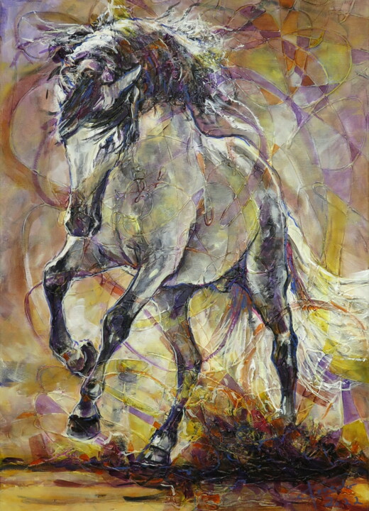 Painting titled "Wild" by Ľubomír Korenko, Original Artwork, Acrylic Mounted on Wood Stretcher frame