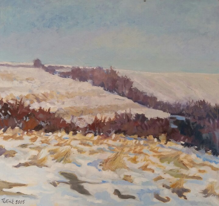 Painting titled "Winter" by Lubomir Tkacik, Original Artwork, Oil