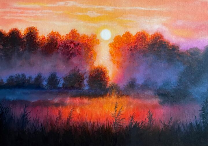Peinture intitulée "Солнечный этюд" par Liubistok, Œuvre d'art originale, Huile