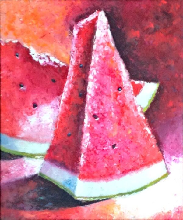 Peinture intitulée "Sugar watermelon" par Liubov Samoilova, Œuvre d'art originale, Huile