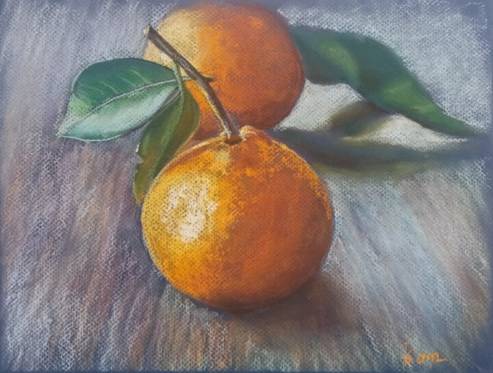 Schilderij getiteld "Bright orange tange…" door Liubov Samoilova, Origineel Kunstwerk, Pastel