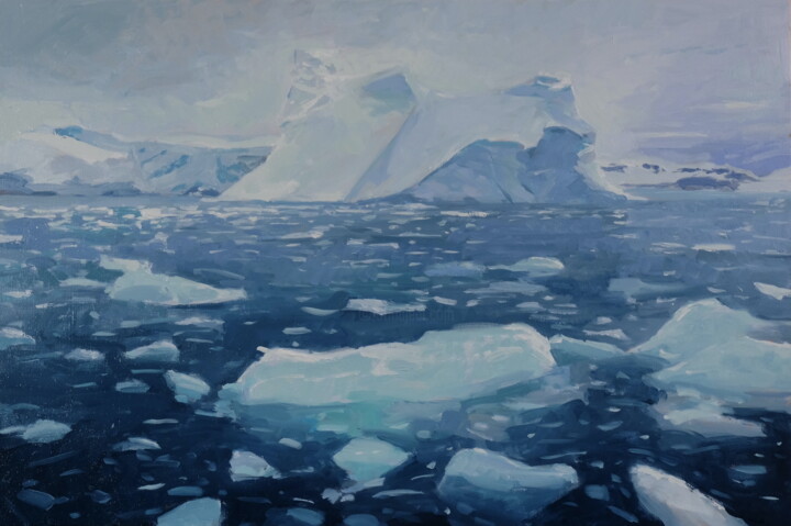 Pintura intitulada "Icefield in the Pen…" por Luc Bernay, Obras de arte originais, Óleo