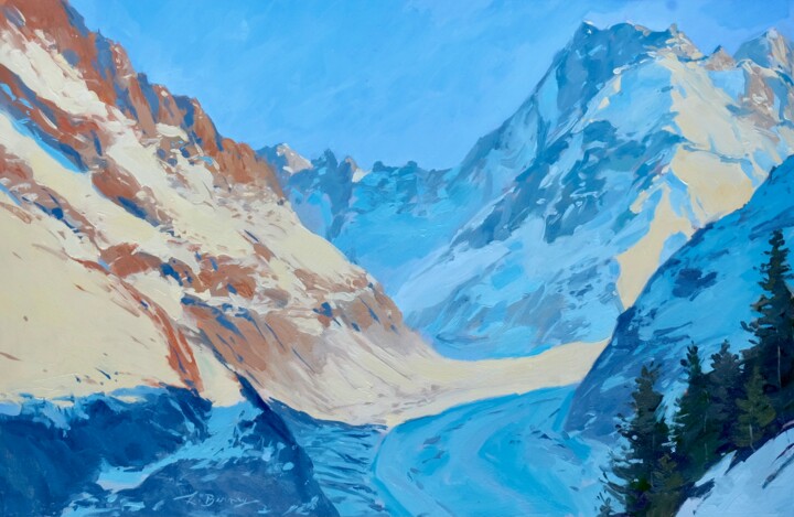 Schilderij getiteld "Mer de Glace, Chamo…" door Luc Bernay, Origineel Kunstwerk, Olie