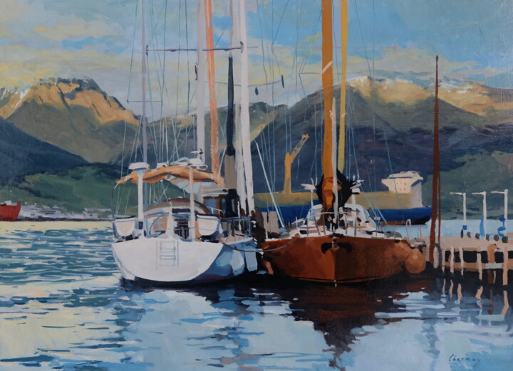 Painting titled "Podorange in Ushuaia" by Luc Bernay, Original Artwork, Oil