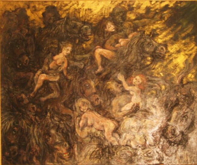 Painting titled "Apocalyps" by Luc Devondel, Original Artwork, Oil