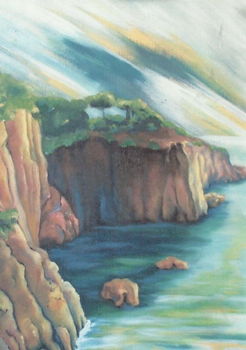 Painting titled "La falaise" by Luc Lavroff, Original Artwork